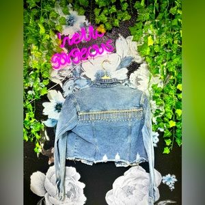 Custom fitted jean jacket with bling
